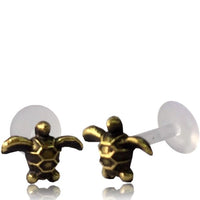 Load image into Gallery viewer, Labret Lippen Piercing Acryl Schildkröte antik golden Brass Motiv Tragus - chic - net.de
