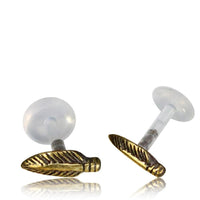 Load image into Gallery viewer, Labret Lippen Piercing Bio Acryl Feder antik golden Brass Motiv Tragus - chic - net.de
