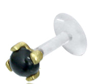 Cargar imagen en el visor de la galería, Labret Lippen Piercing Bio Plastic gold Brass Stein - chic - net.de
