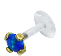 Cargar imagen en el visor de la galería, Labret Lippen Piercing Bio Plastic gold Brass Stein - chic - net.de
