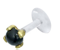 Cargar imagen en el visor de la galería, Labret Lippen Piercing Bio Plastic gold Brass Stein - chic - net.de
