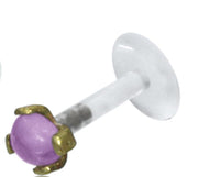 Cargar imagen en el visor de la galería, Labret Lippen Piercing Bio Plastic gold Brass Stein - chic - net.de
