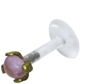 Cargar imagen en el visor de la galería, Labret Lippen Piercing Bio Plastic gold Brass Stein - chic - net.de
