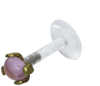 Cargar imagen en el visor de la galería, Labret Lippen Piercing Bio Plastic gold Brass Stein - chic - net.de
