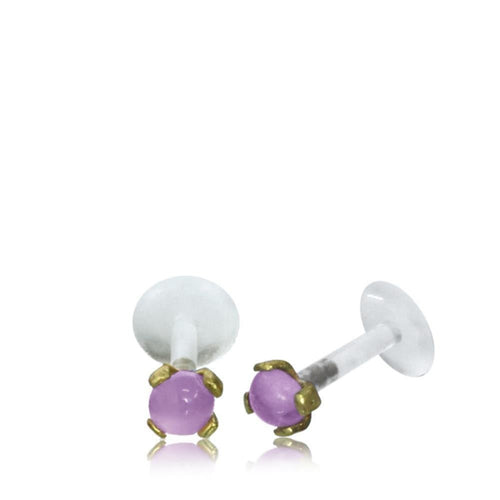 Labret Lippen Piercing Bio Plastic gold Brass Stein - chic - net.de