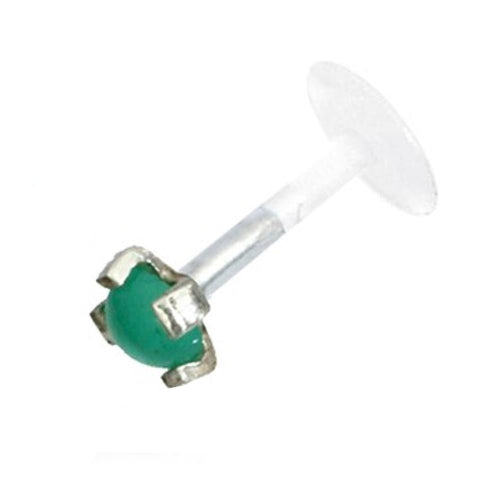 Labret Lippen Piercing Bio Plastic Silber Stein - chic - net.de