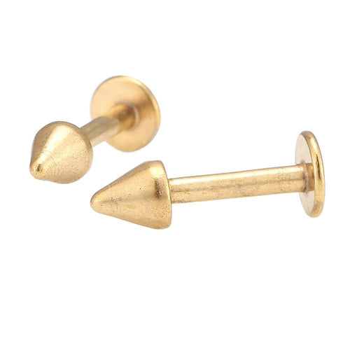 Labret modisches Piercing aus Edelstahl goldfarben mit Spitze Cone 9 mm - chic - net.de