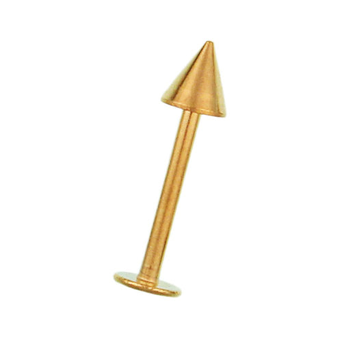 Labret modisches Piercing aus Edelstahl goldfarben mit Spitze Cone groß - chic - net.de