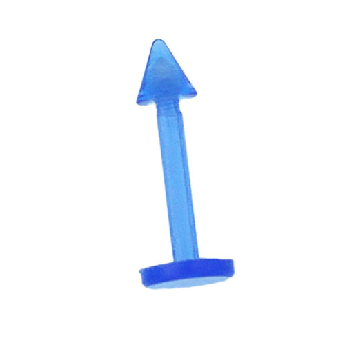 Labret modisches Piercing aus Kunststoff in blau flexibel mit Spitze Cone - chic - net.de