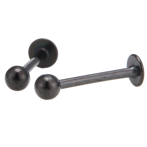 Labret modisches Piercing12 mm aus Edelstahl schwarz mit Kugel - chic - net.de