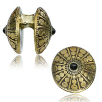 Load image into Gallery viewer, Lobe Ohr Piercing Ohrgewicht Brass gold antik 18mm Onyx oxidiert Kreise rund 17,6g - chic - net.de
