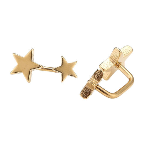 Long Staples Barbell 90 Grad Schraubverschluss zwei Sterne gold Farben - chic - net.de