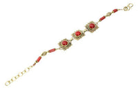 Cargar imagen en el visor de la galería, Messing Armband golden eckig rund Spiralen Punkte Jaspis 17 - 20 cm oval Zylinder - chic - net.de

