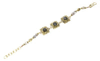Load image into Gallery viewer, Messing Armband golden eckig rund Spiralen Punkte Labradorit 17 - 20 cm oval Perlen - chic - net.de
