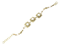 Load image into Gallery viewer, Messing Armband golden eckig rund Spiralen Punkte Perlen 17 - 20 cm oval - chic - net.de
