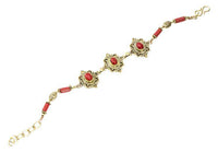 Cargar imagen en el visor de la galería, Messing Armband golden oval Raute Herzen Bögen Jaspis 18 - 20,5 cm Zylinder - chic - net.de
