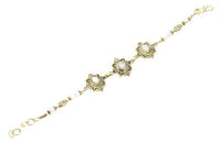 Load image into Gallery viewer, Messing Armband golden oval Raute Herzen Bögen Mondstein rund 18 - 20,5 cm Perlen - chic - net.de

