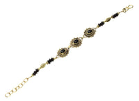 Load image into Gallery viewer, Messing Armband golden oval Spiralen Dreiecke Onyx Blatt 17 - 20 cm Scheiben - chic - net.de

