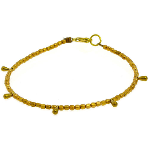Messing Armband Tropfen golden eckig nickelfrei Perlen antik Tribal Brass 22,5 cm Karabiner - chic - net.de
