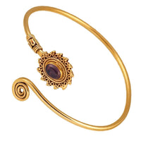 Load image into Gallery viewer, Messing Armreif antik golden Amethyst Stein Schnörkel Stern verstellbar antik Tribal Schmuck - chic - net.de
