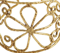 Cargar imagen en el visor de la galería, Messing Armreif antik golden filigran gehämmert Herz Blume groß 50mm breit - chic - net.de

