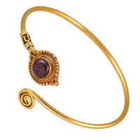 Load image into Gallery viewer, Messing Armreif antik golden Lapis rund Kugeln verstellbar - chic - net.de
