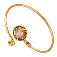 Load image into Gallery viewer, Messing Armreif antik golden Mondstein weiß grau Spirale verstellbar antik Tribal Schmuck - chic - net.de
