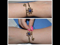 Load image into Gallery viewer, Messing Armreif antik Lapis gold Partikel Kugeln Blume verstellbar antik Tribal Schmuck - chic - net.de
