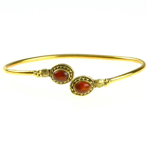 Messing Armreif golden Karneol oval Kreise Zopfrand nickelfrei verstellbar antik Tribal Schmuck - chic - net.de
