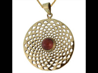 Load image into Gallery viewer, Messing Brass Anhänger Dalie Sandstein antik golden Kette Damen Schmuck Tribal - chic - net.de
