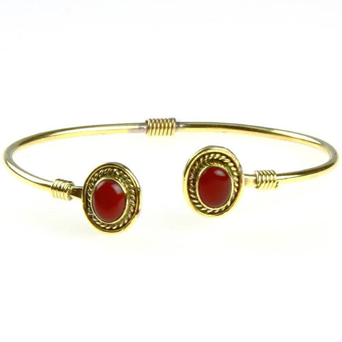 Messing Brass Armreif golden oval Seilmuster Karneol nickelfrei verstellbar antik Tribal Schmuck - chic - net.de