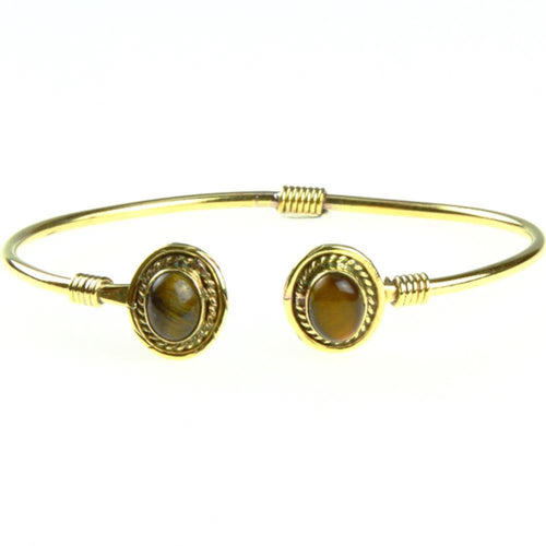 Messing Brass Armreif golden oval Seilmuster Tigerauge nickelfrei verstellbar antik Tribal Schmuck - chic - net.de