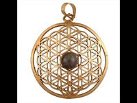 Load image into Gallery viewer, Messing Brass Tribal Anhänger Blume des Lebens Labradorith Stein antik golden Kette Damen - chic - net.de
