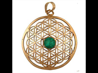Cargar imagen en el visor de la galería, Messing Brass Tribal Anhänger Blume des Lebens Türkis antik golden Kette Damen - chic - net.de
