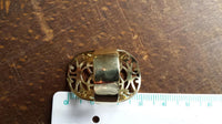 Load image into Gallery viewer, Messing Brass Tribal Ringe Blume des Lebens Spiralen rund antik golden nickelfrei 30 mm - chic - net.de
