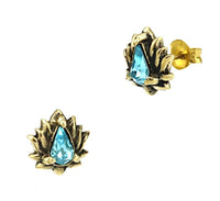 Load image into Gallery viewer, Messing Kristall Ohrstecker gold Lotus Blume 10mm - chic - net.de
