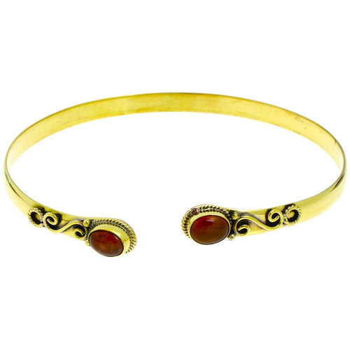 Messing Oberarmreif Armreif gold Karneol oval Zopf acht nickelfrei verstellbar antik Tribal Oberarm - chic - net.de