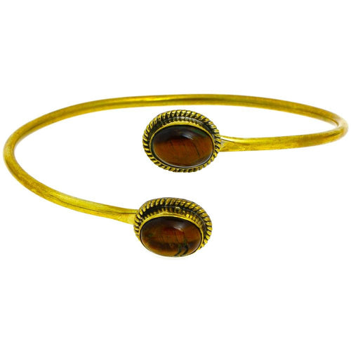 Messing Oberarmreif Armreif golden Tigerauge oval Seil nickelfrei verstellbar antik Tribal Oberarm - chic - net.de
