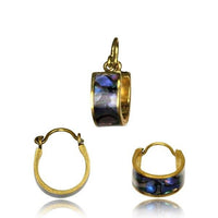 Load image into Gallery viewer, Messing Ohrringe gold Abalone Muschel Imitat Creolen - chic - net.de
