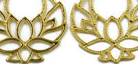 Load image into Gallery viewer, Messing Ohrringe gold Lotus Blume Bügel Pünktchen - chic - net.de
