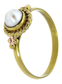 Load image into Gallery viewer, Messing Ringe Kugeldreiecke Perlen Zopf rund antik golden nickelfrei Tribal Stein Schmuck - chic - net.de
