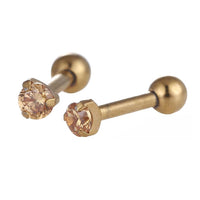 Load image into Gallery viewer, modischer Piercing straight Barbell aus Edelstahl in gold Farbton runder Zirkonia Stein orange - chic - net.de
