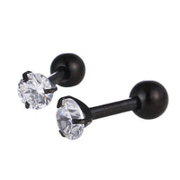 Load image into Gallery viewer, modischer Piercing straight Barbell aus Edelstahl in schwarz runder Zirkonia Stein - chic - net.de
