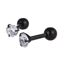 Load image into Gallery viewer, modischer Piercing straight Barbell aus Edelstahl in schwarz runder Zirkonia Stein - chic - net.de
