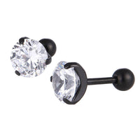 Load image into Gallery viewer, modischer Piercing straight Barbell aus Edelstahl schwarz Zirkonia weiß rund - chic - net.de
