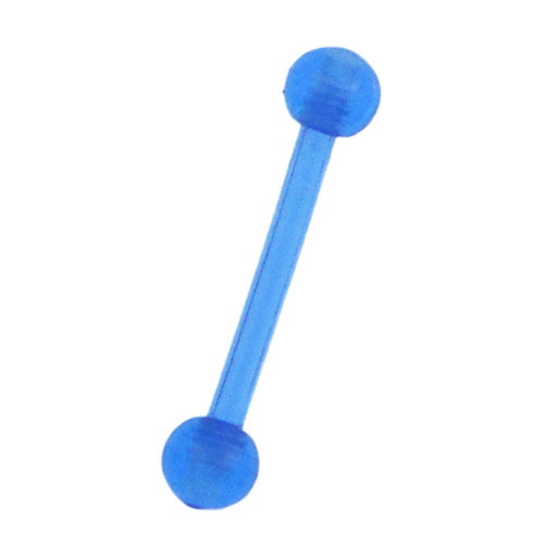 modischer Piercing straight Barbell aus flexiblem Kunststoff in Blau - chic - net.de