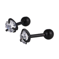 Load image into Gallery viewer, modischer Piercing straight Barbell klein aus Edelstahl schwarz runder Zirkonia weiß - chic - net.de
