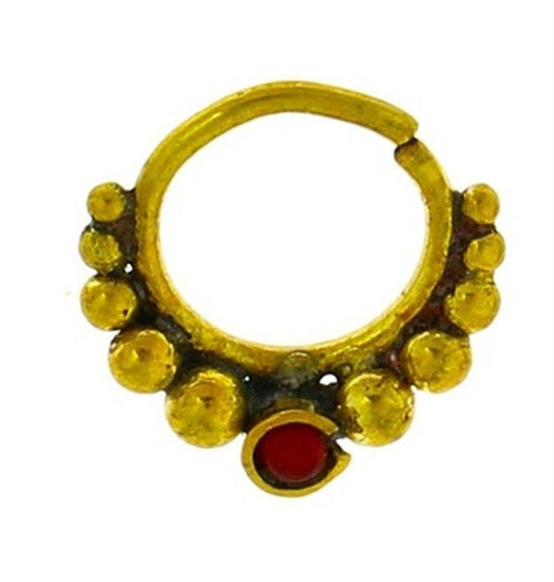 Nasenringe Karneol Punkte Messing Tribal antik goldfarben nickelfrei Septum Piercing Nase Brass - chic - net.de
