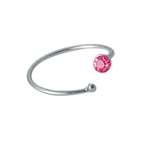 Nostril Kristall Piercing Nasenring 925 Sterling Silber rosa versetzt Kugelende Glitzer - chic - net.de