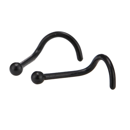 Nostril Piercing gebogener Nasenring Kugel schwarz Chirurgenstahl - chic - net.de
